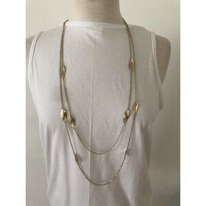 Decree Necklace Gold Tone Delicate Double Chain Link Fashion Jewelry